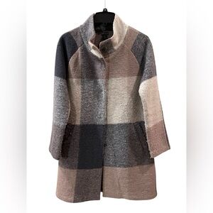 Paraphrase Women's Plaid Wool Blend Overcoat Multicolor Jacket Size: Small